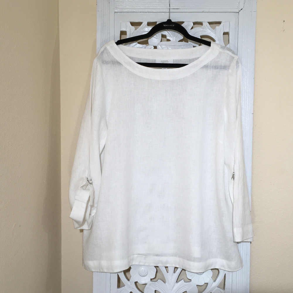 Charter Club Cream Blouse with Rolled Sleeves
